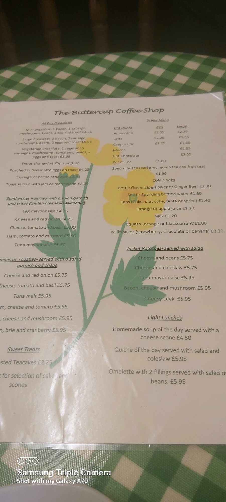 The Buttercup Menu