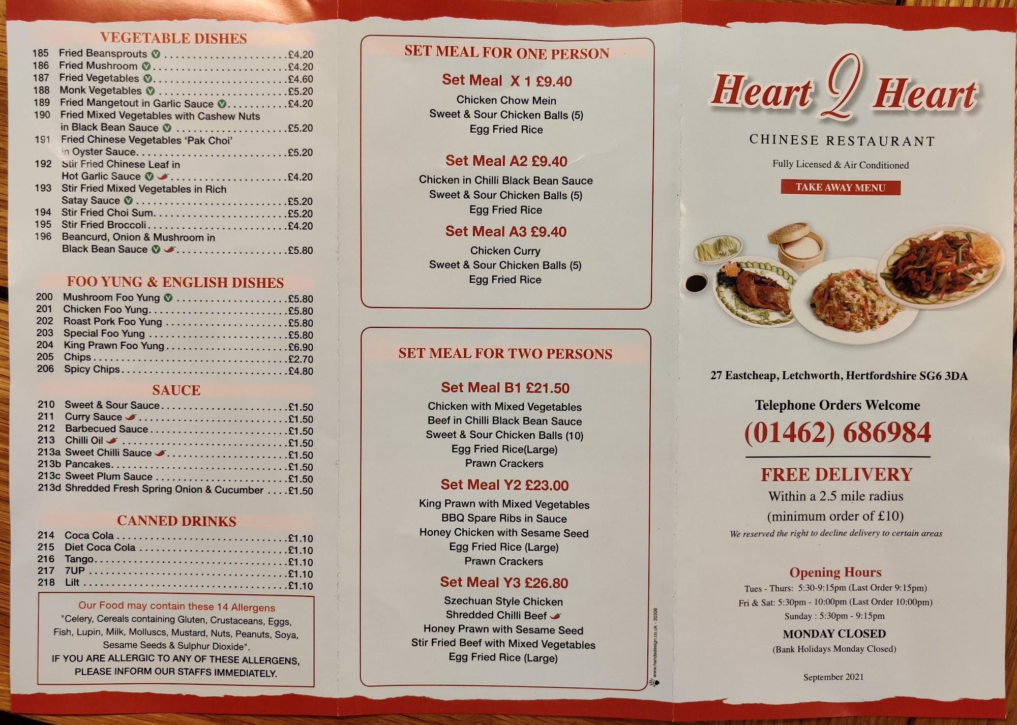 Heart 2 Heart Menu