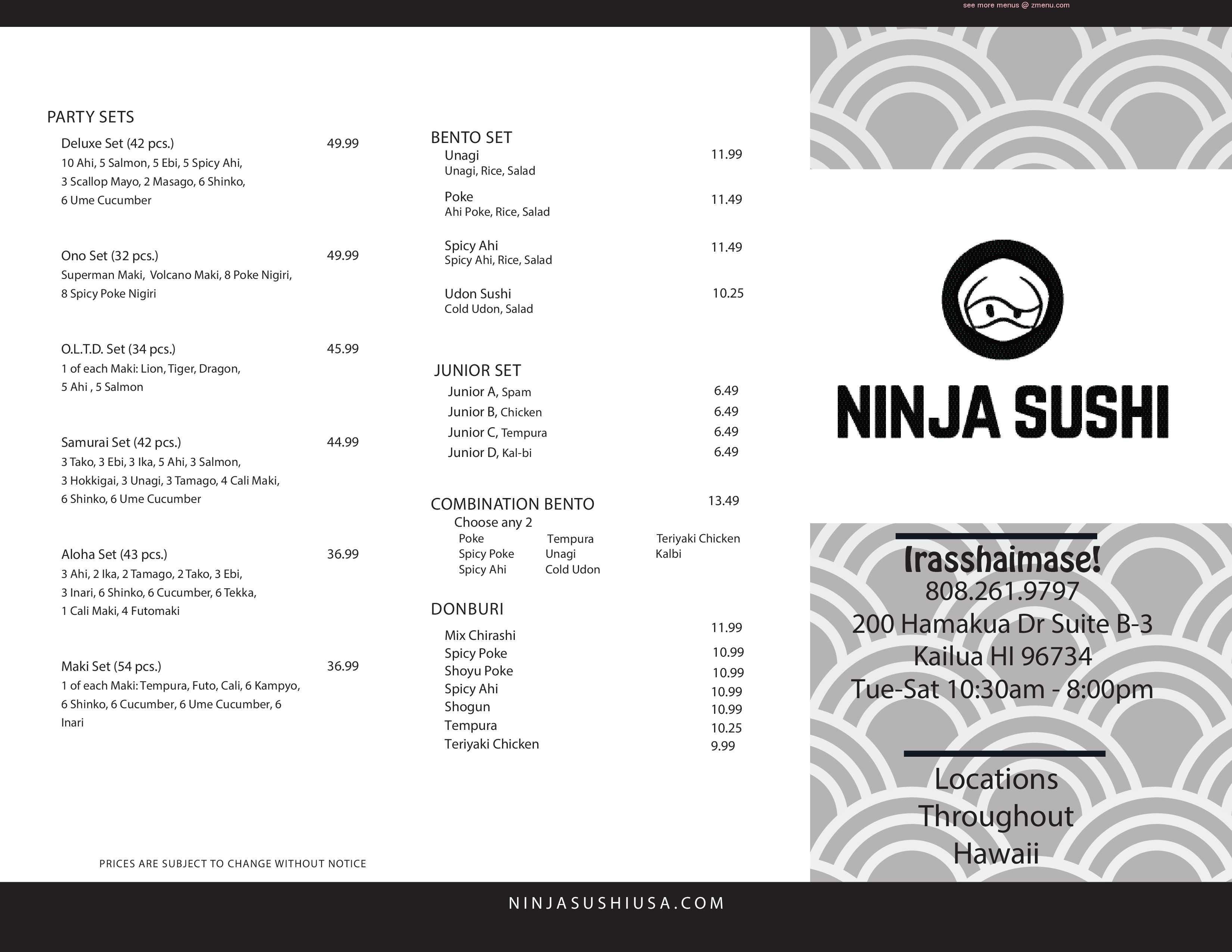Ninja Sushi 200 Hamakua Dr b3, Kailua, HI 96734