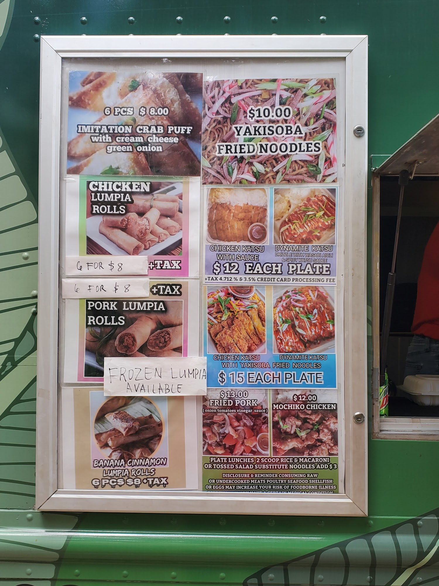 WrapNRoll Food Truck Menu