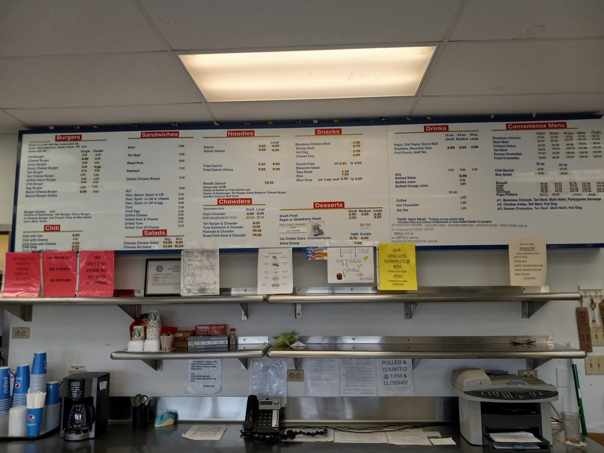 Blane's Drive Inn Menu