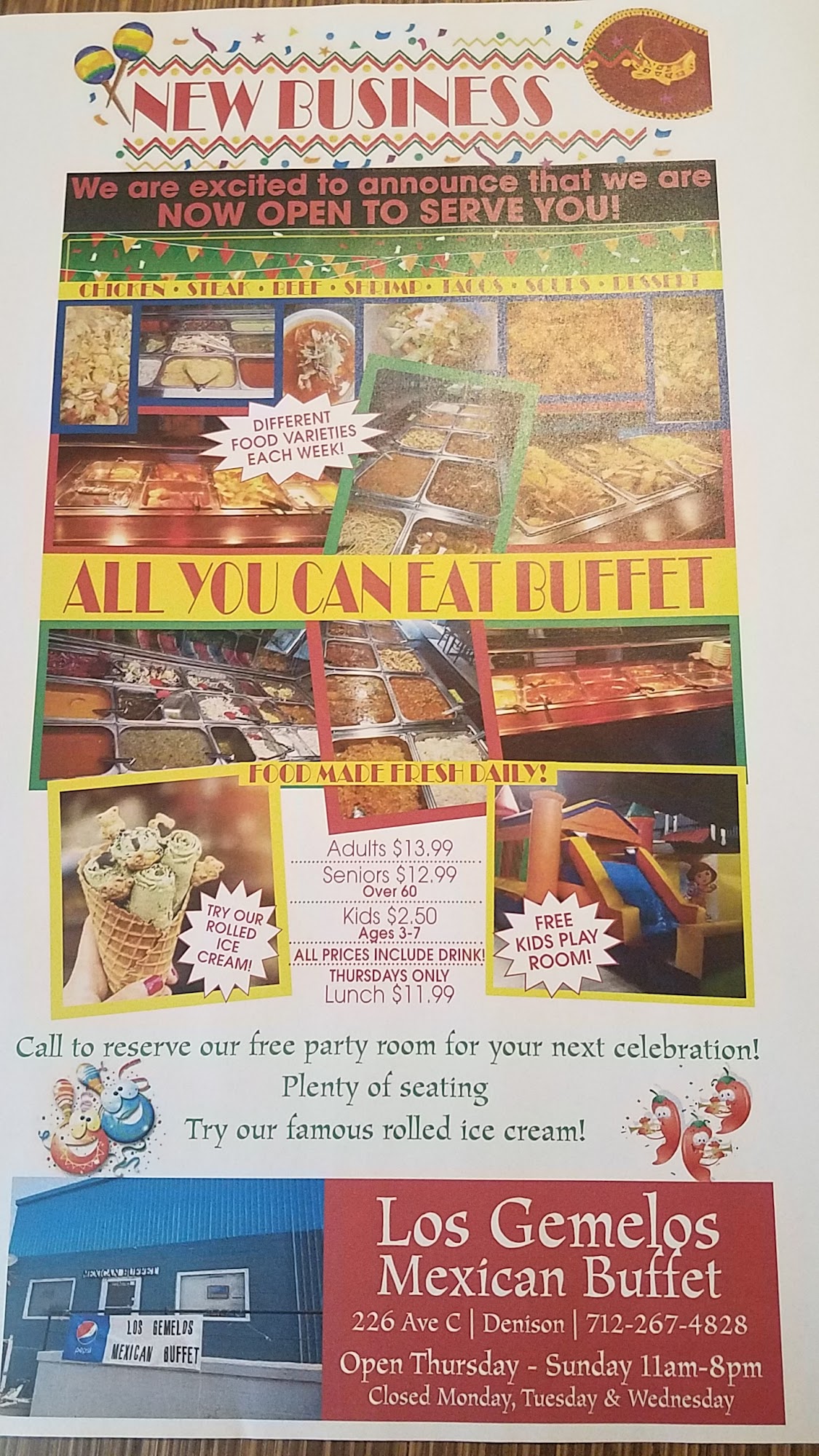 Mexican Buffet Menu