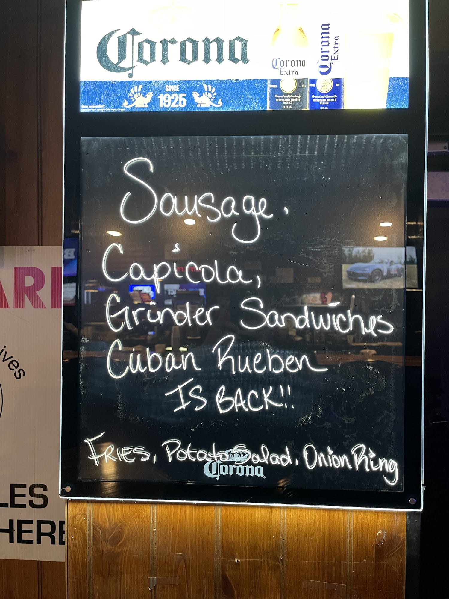 The broken spoke bar and grill Menu