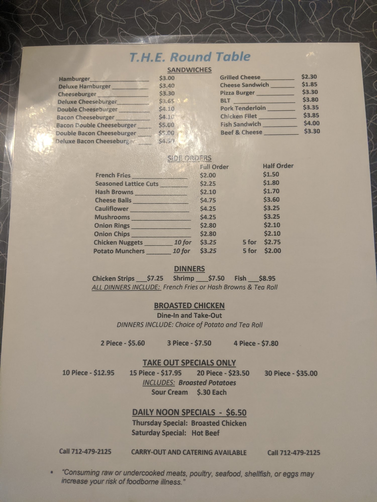 The Round Table Menu