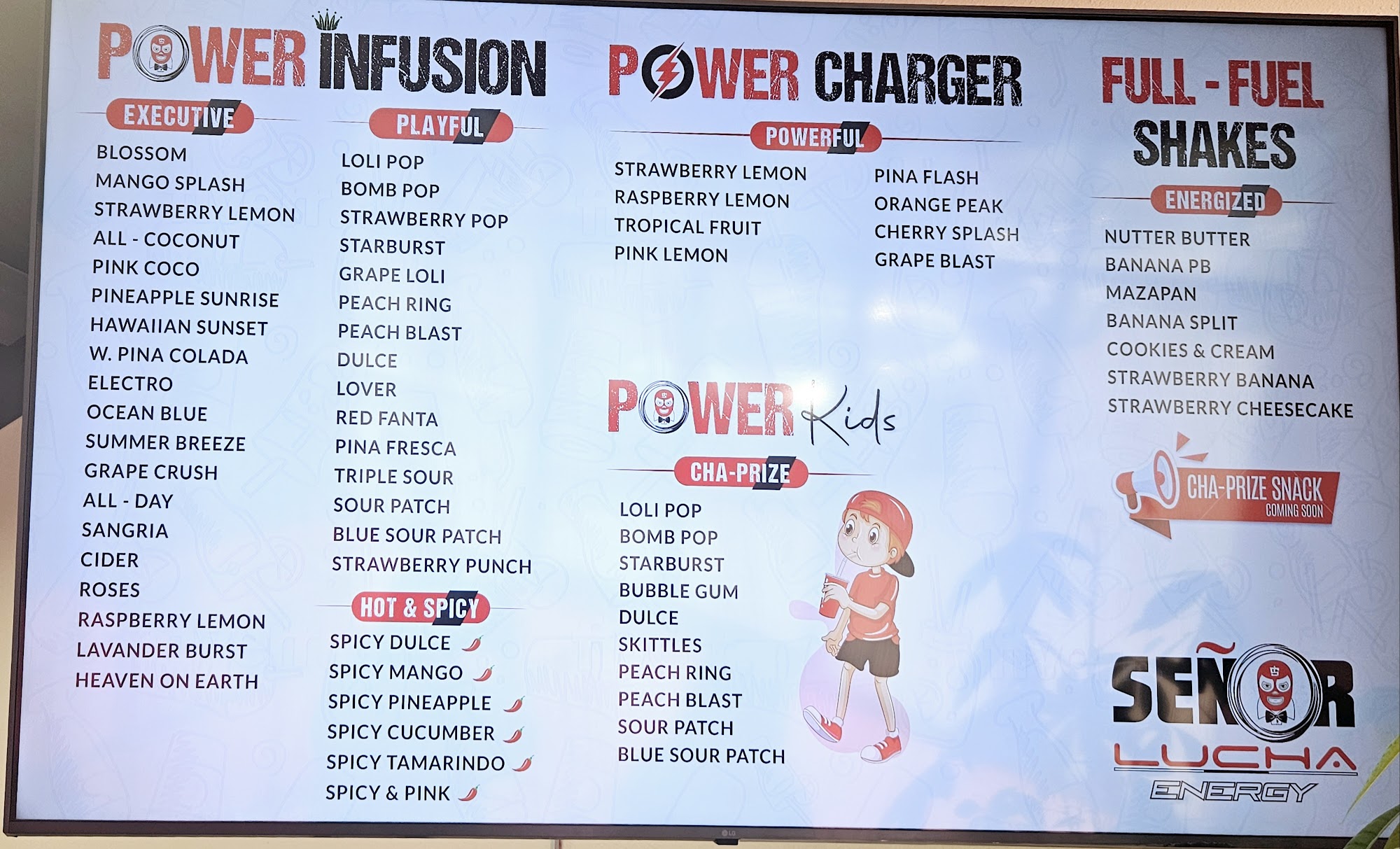 Señor Lucha Energy Menu
