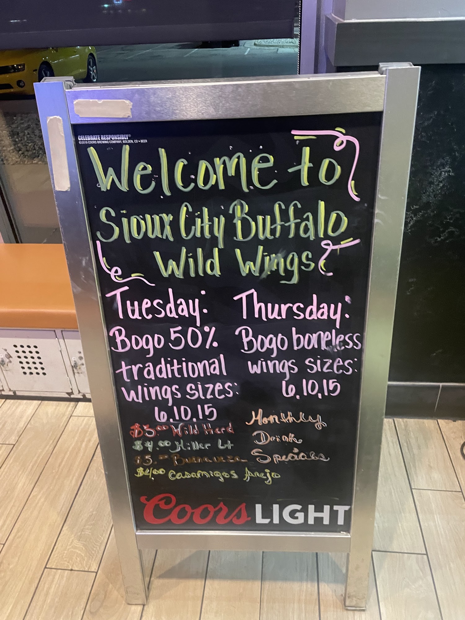 Buffalo Wild Wings Menu