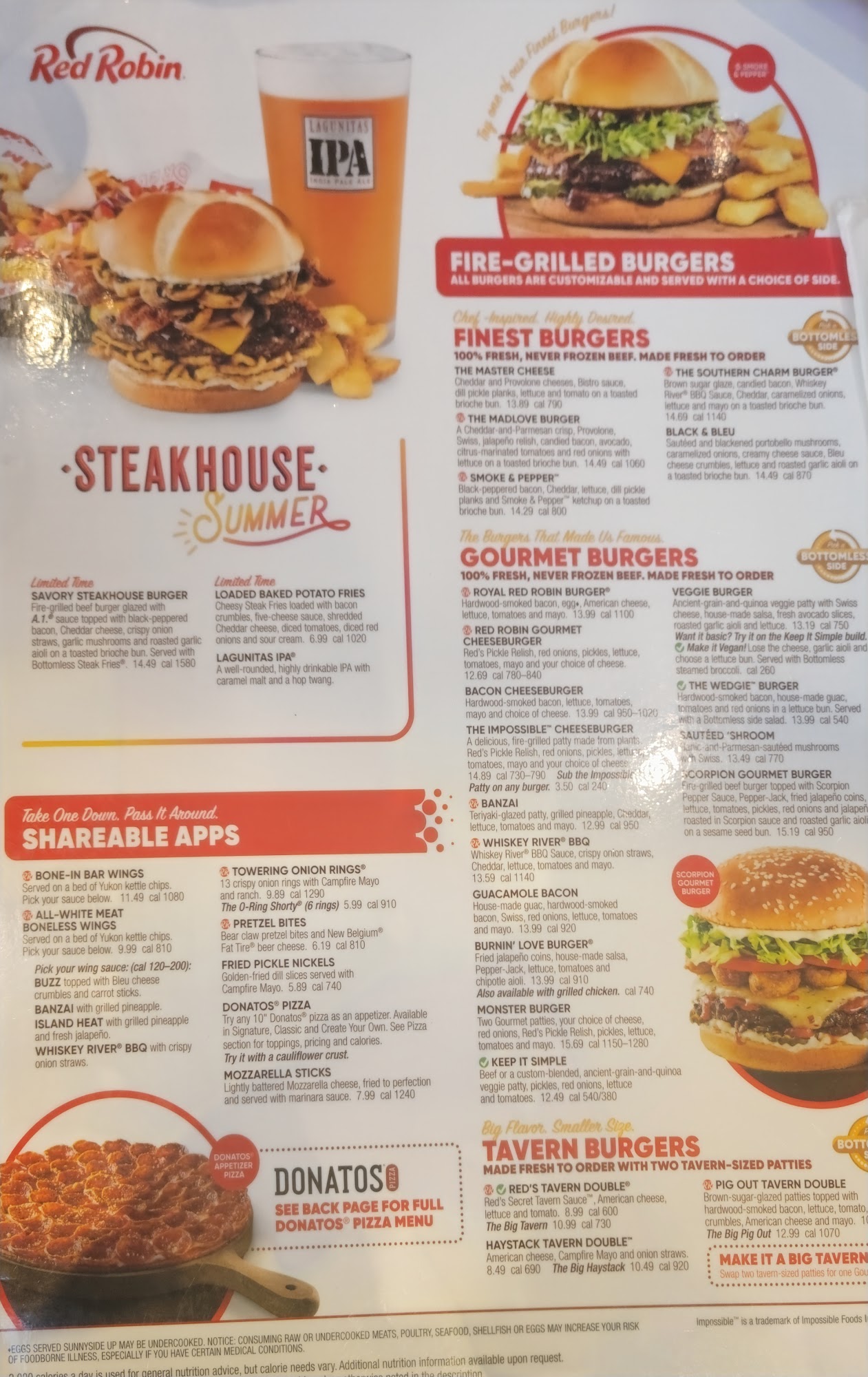 Red Robin Gourmet Burgers and Brews Menu
