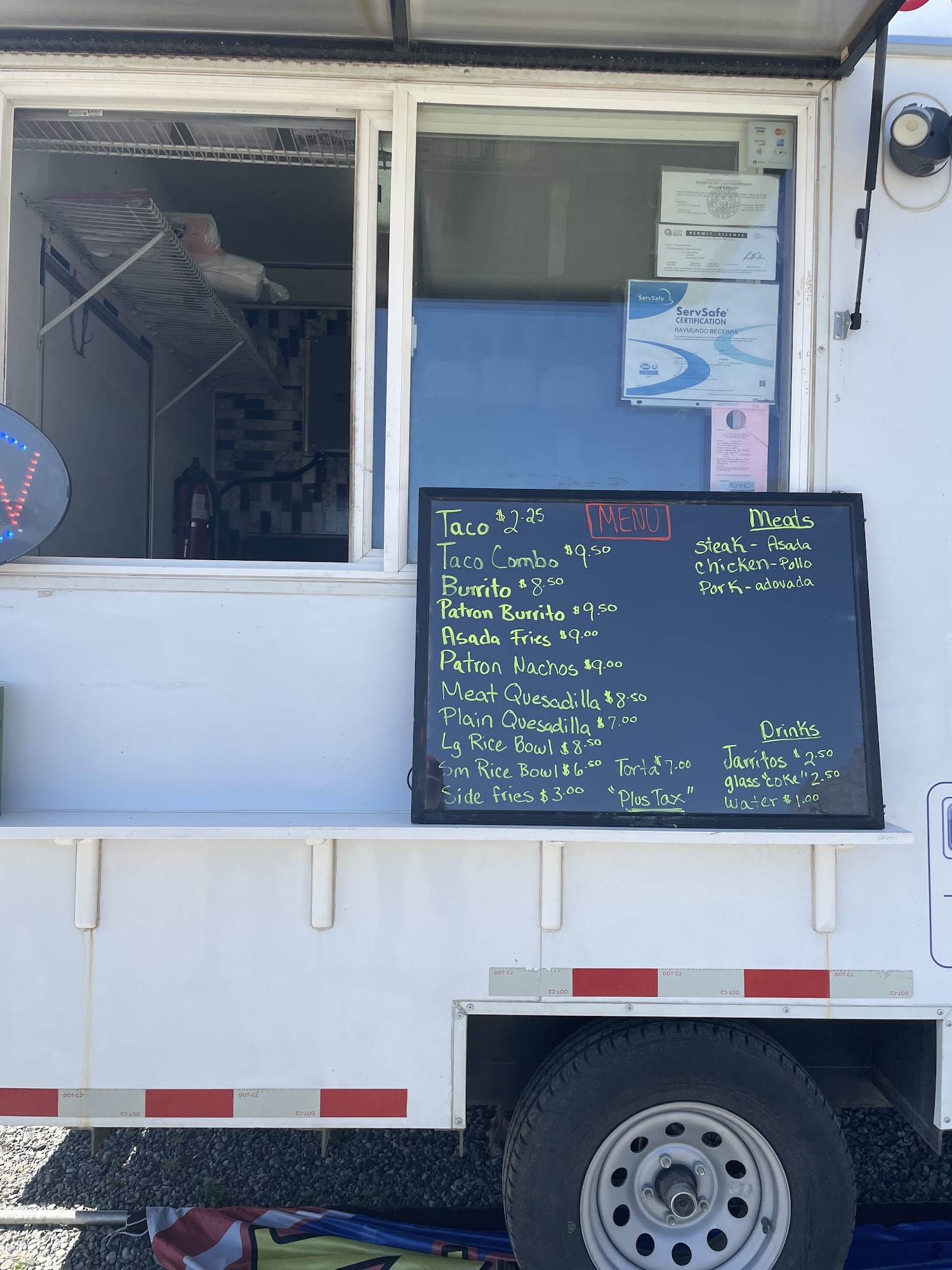 Tacos el Patron Menu