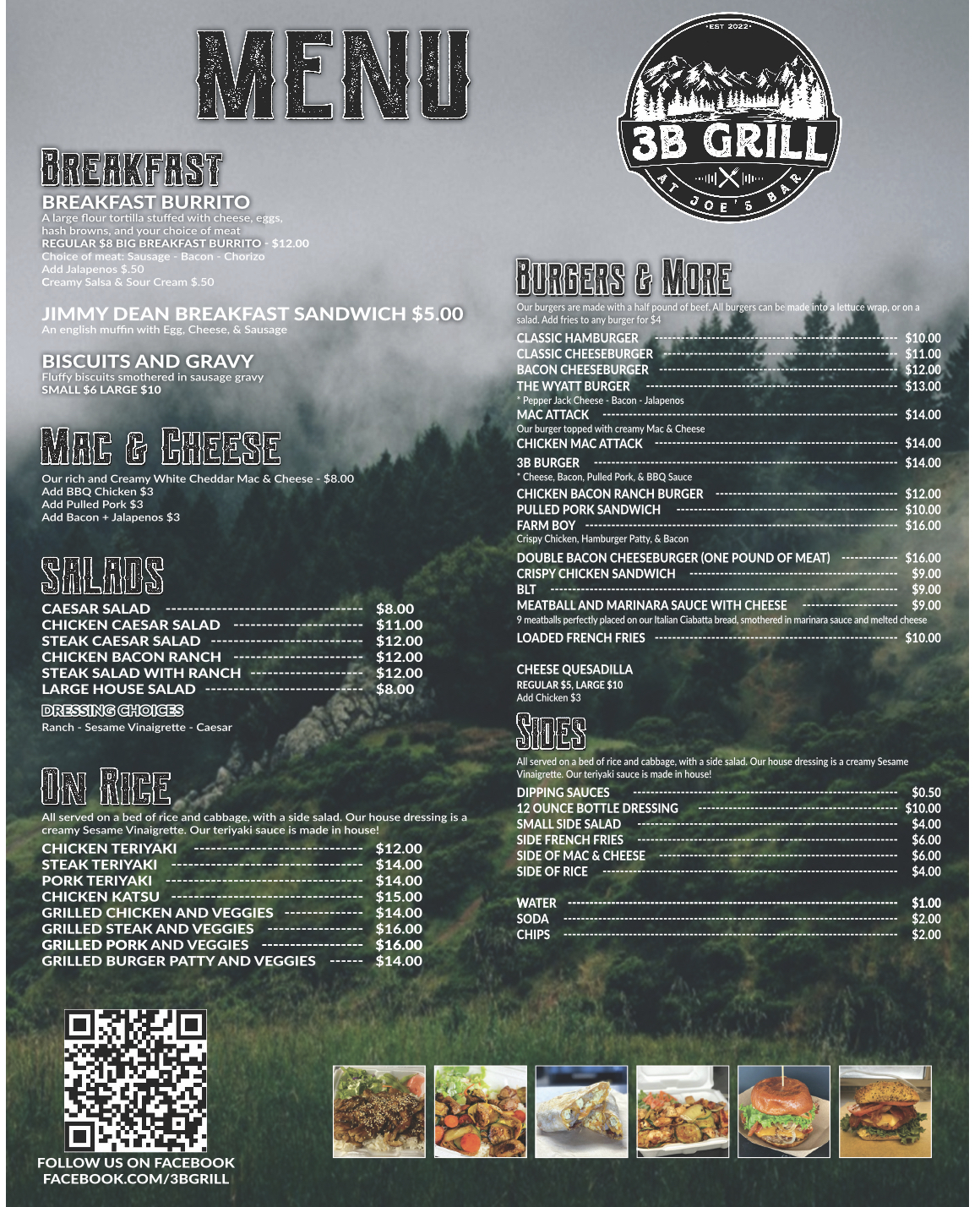 3B Grill Menu