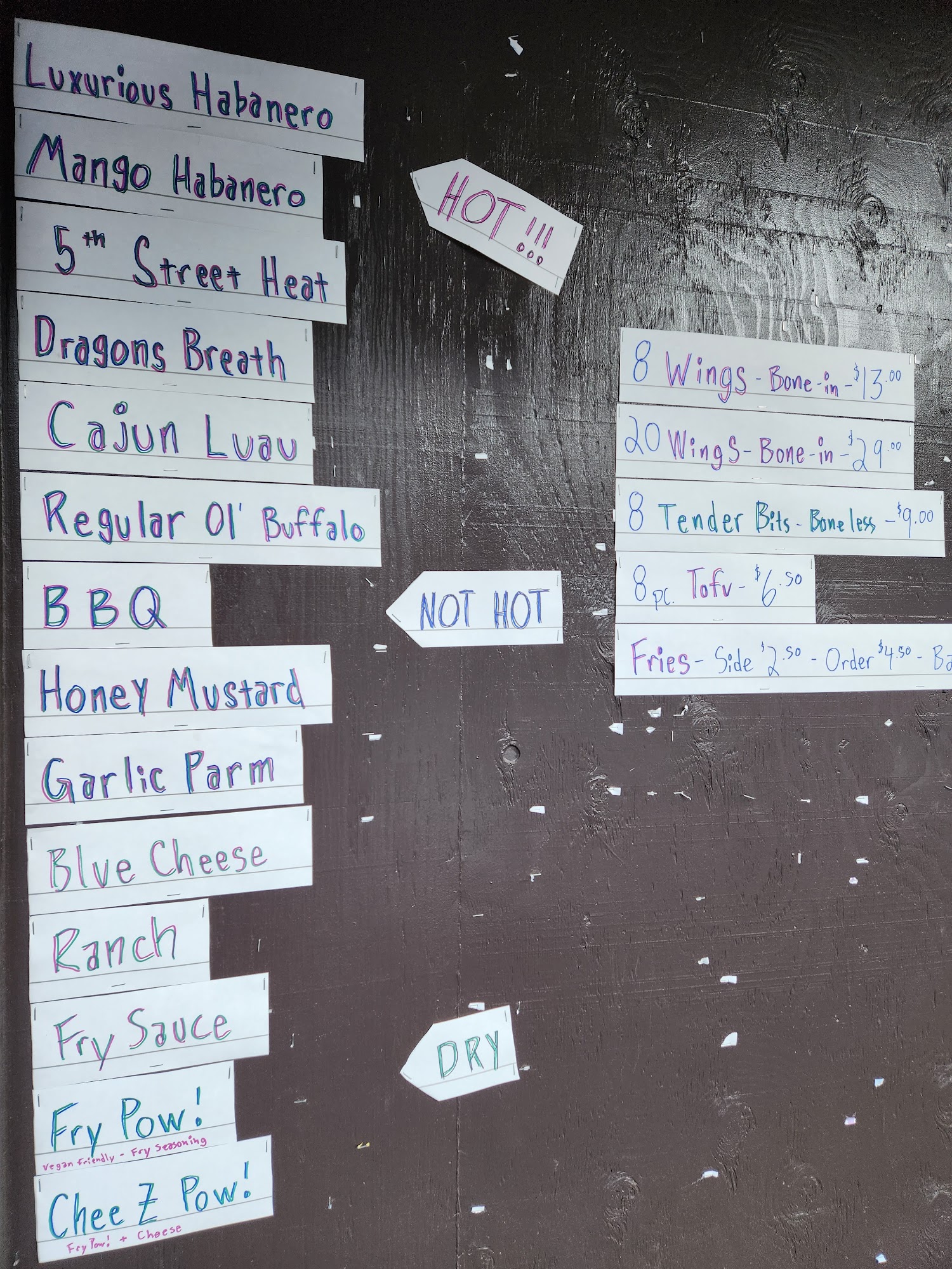 Fowl Mouths W.T.F. Menu