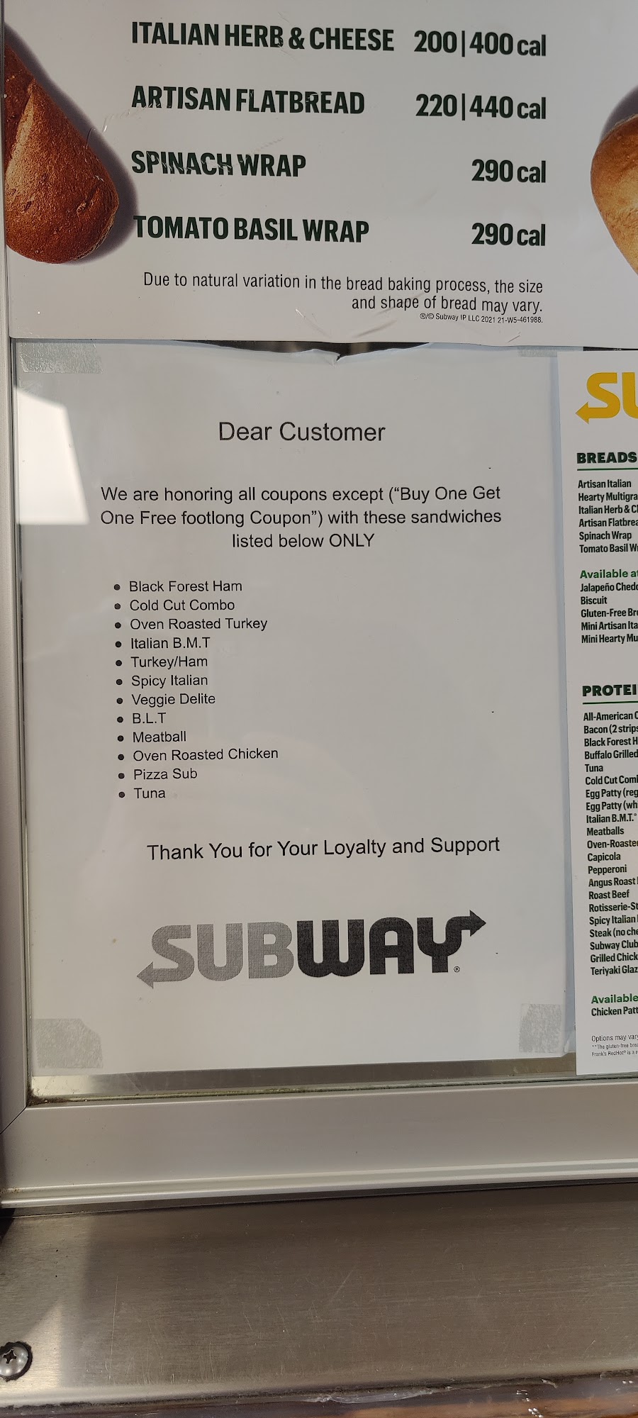 Subway Menu