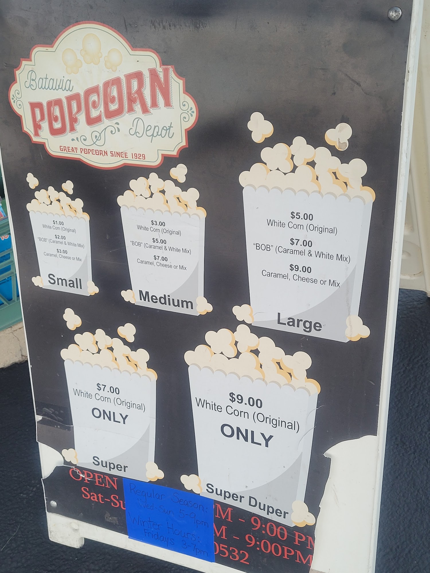 Batavia Popcorn Depot Menu