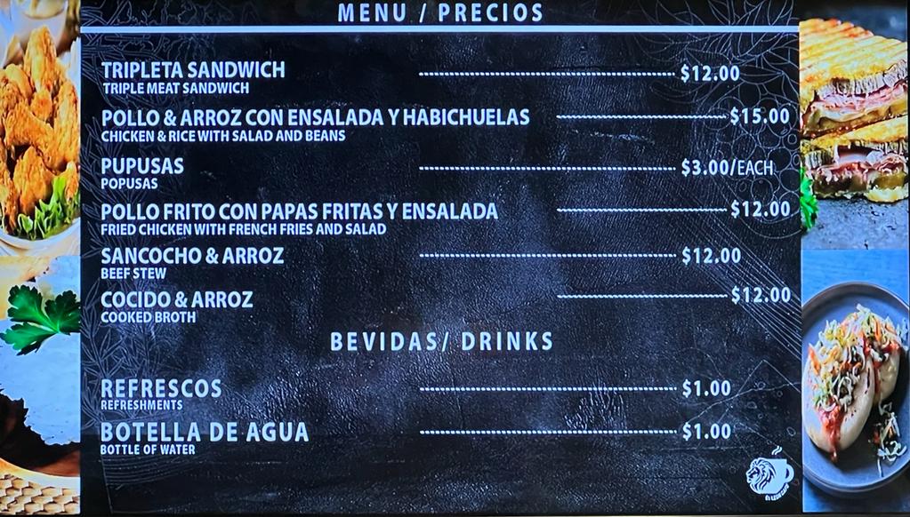 EL Leon Cafe Menu