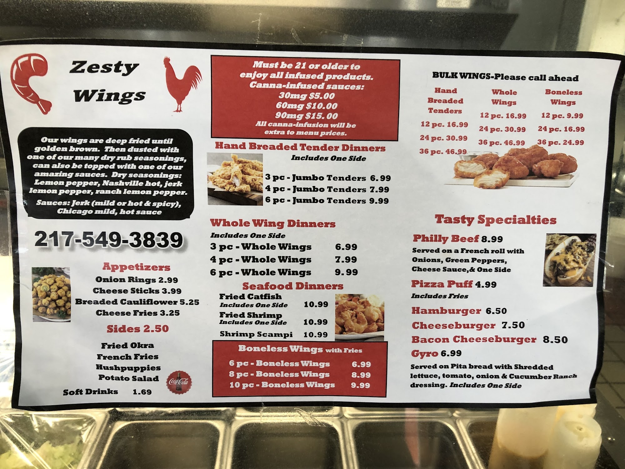Zesty Wingz Chicken & Fish Menu