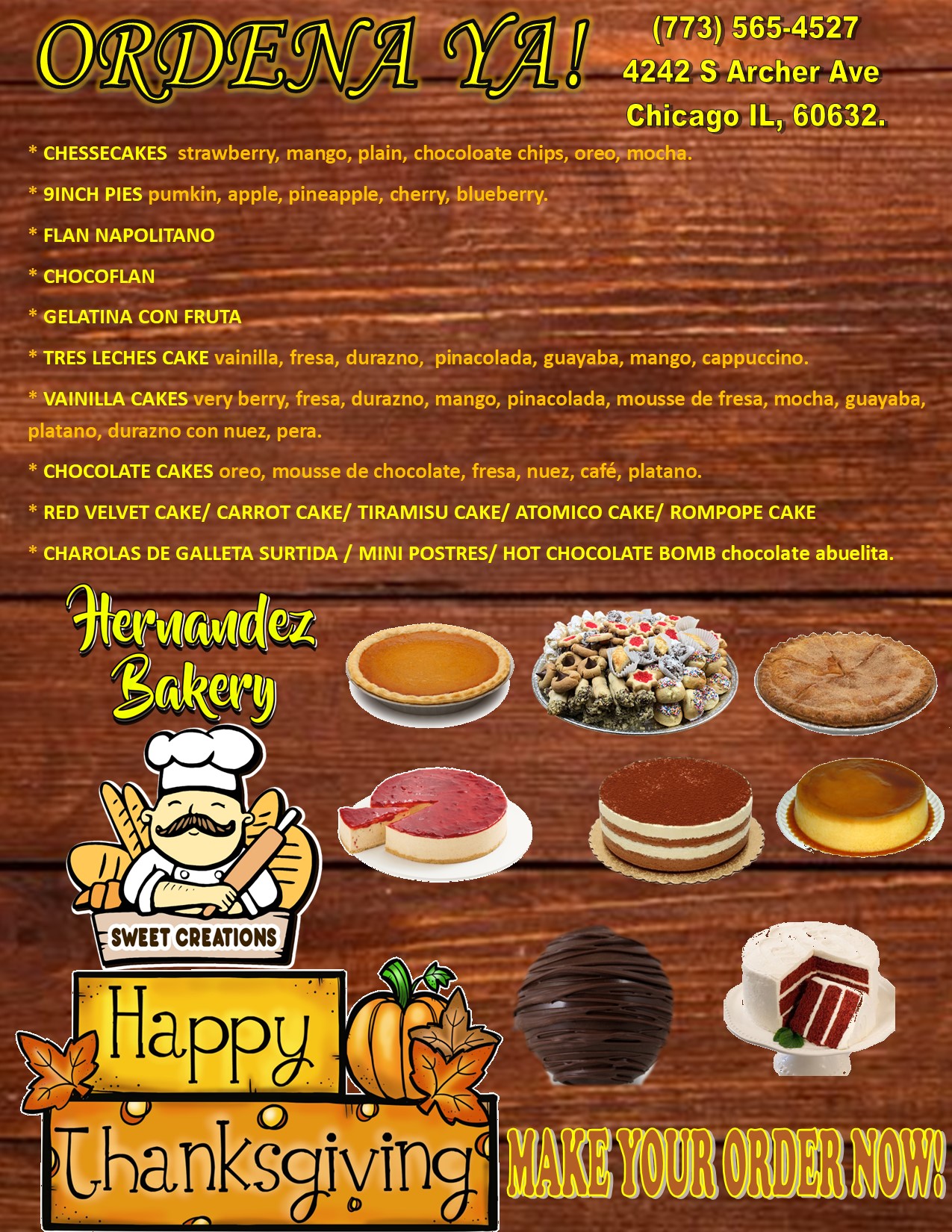 HERNANDEZ BAKERY SWEET CREATIONS INC. Menu