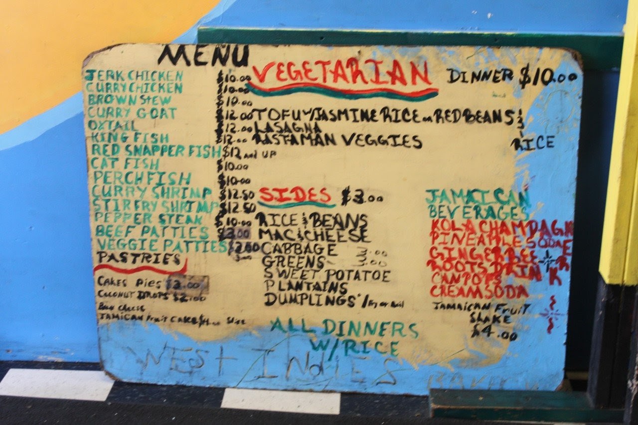West Indies Bakery Menu