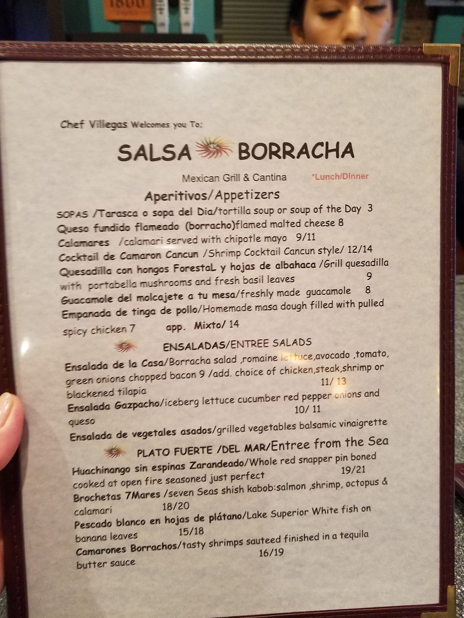 Salsa Borracha 2 Menu