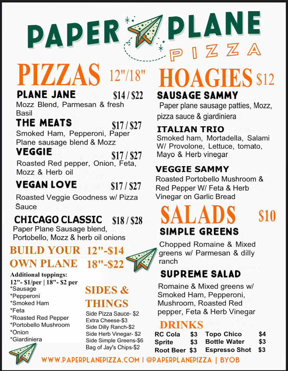 Paper Plane Pizza-THE POP UP Menu
