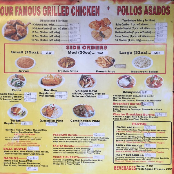 Food Truck El Pollo Menu