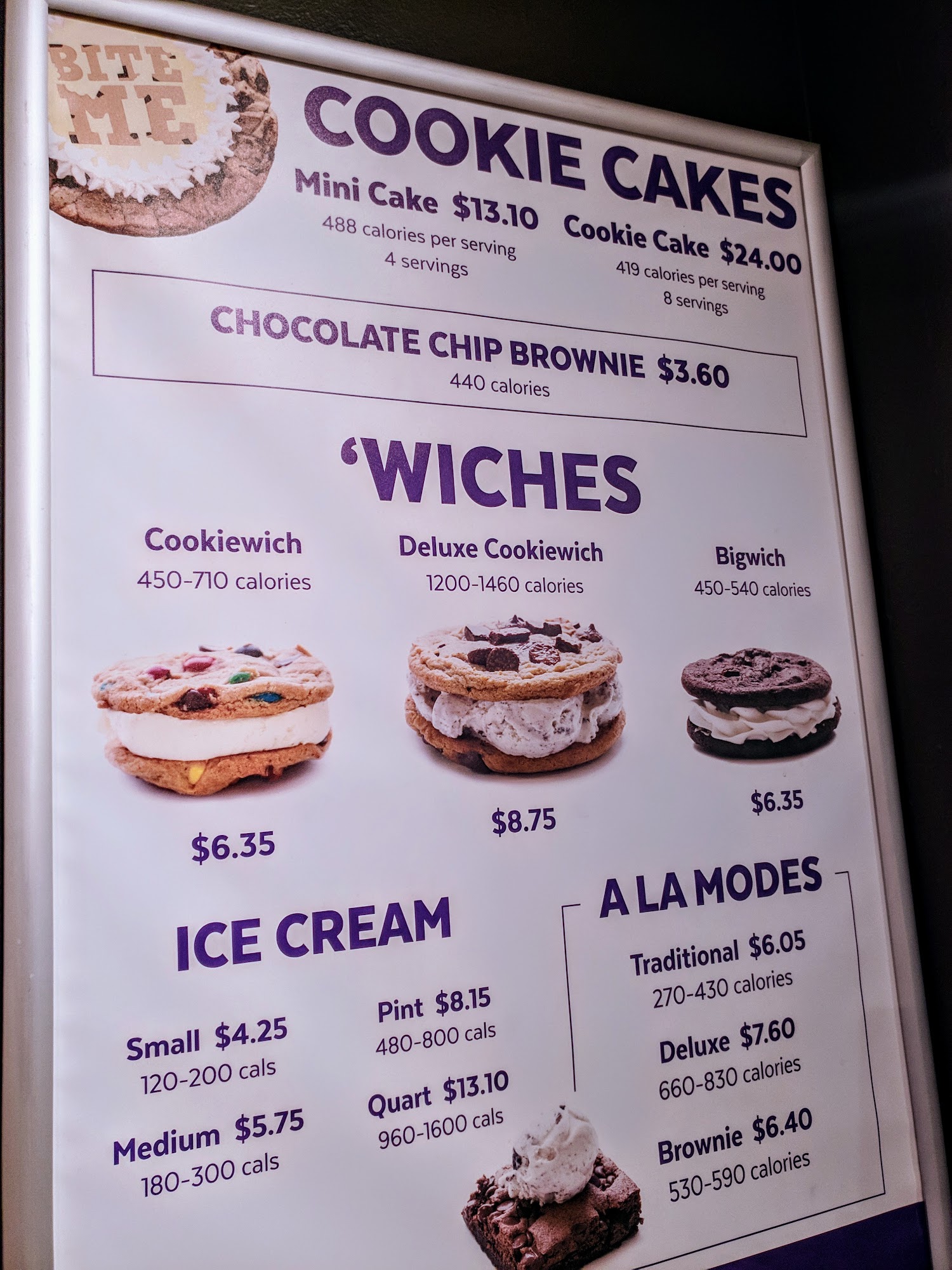 Insomnia Cookies Menu