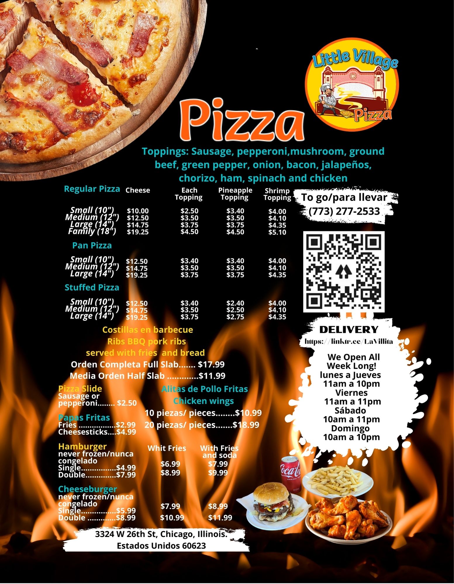 Little Village Pizza Menu