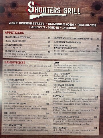 Shooters Grill Menu