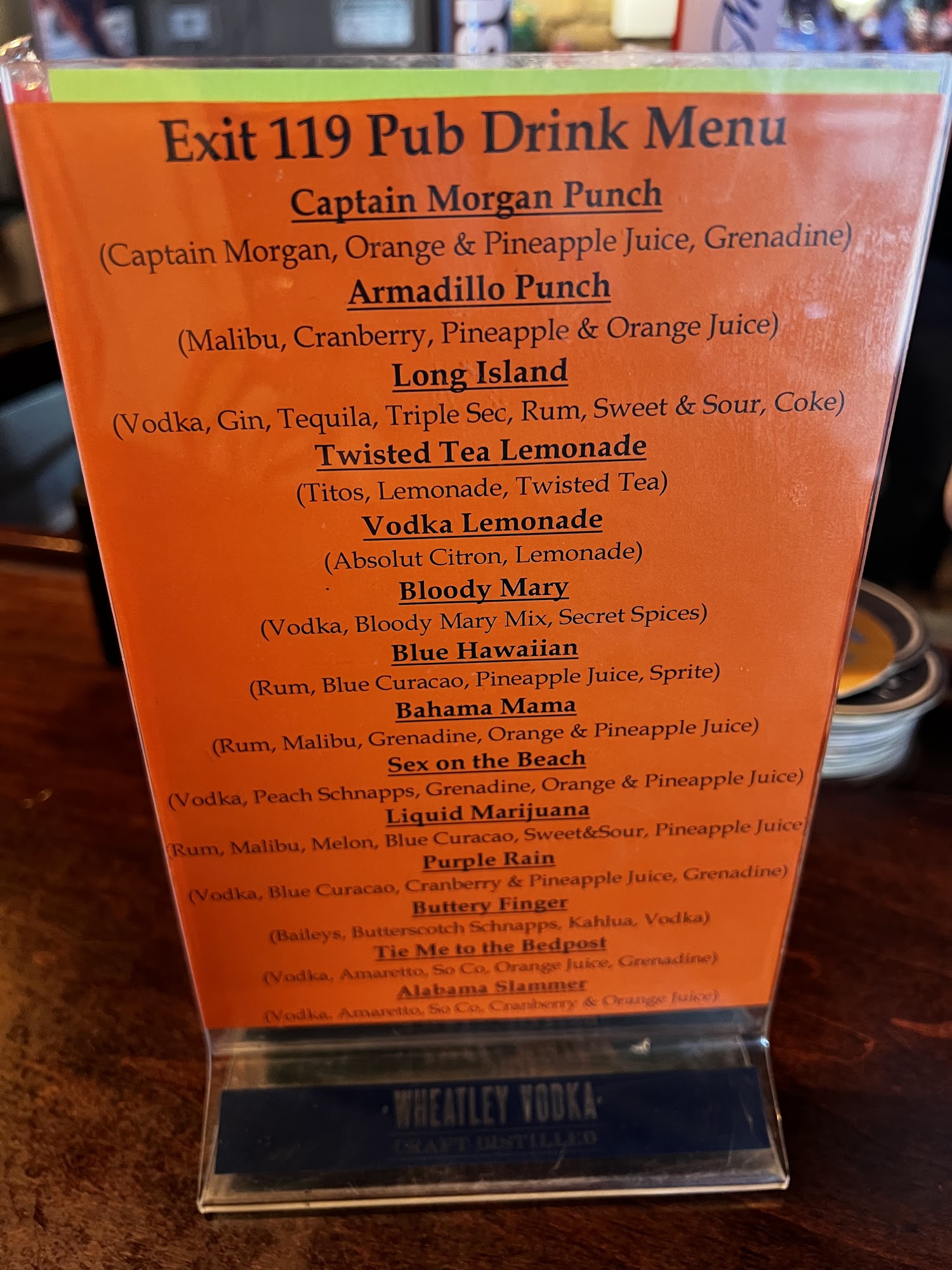 Exit 119 Pub - Linda's Place Menu