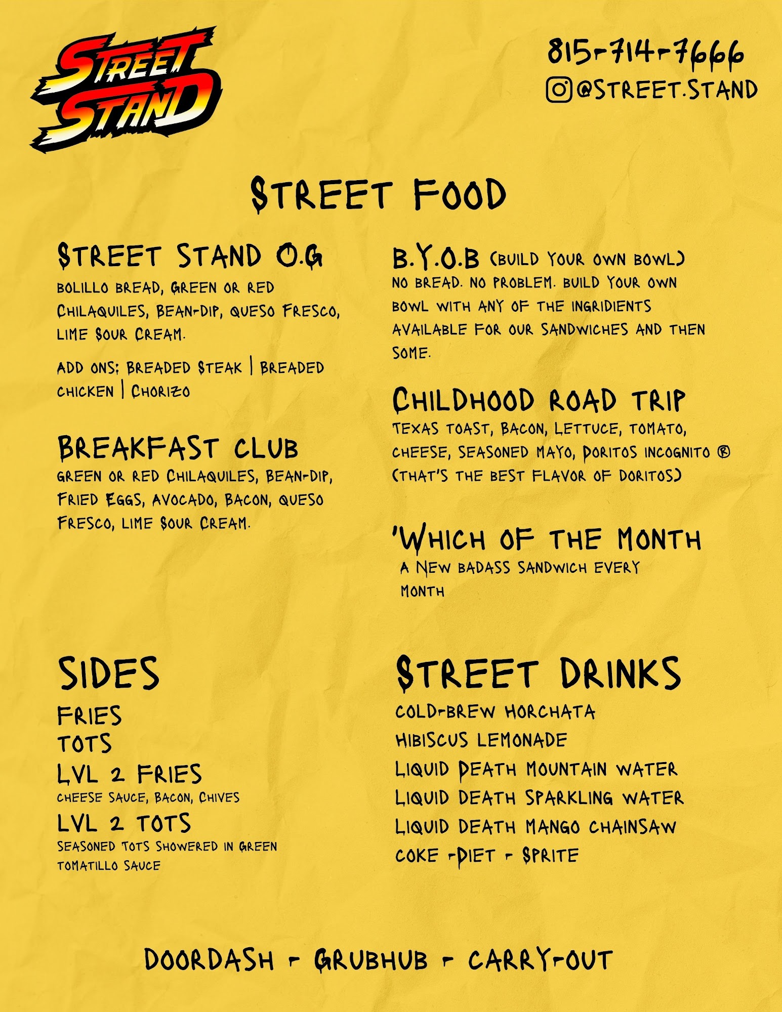 Street Stand Menu