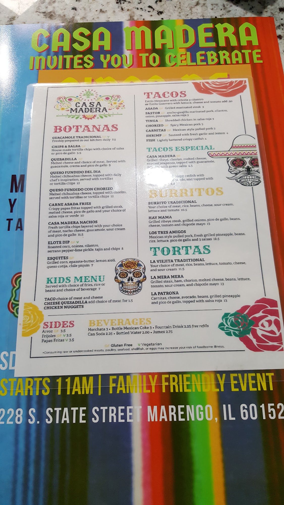 Corner Cantina Menu