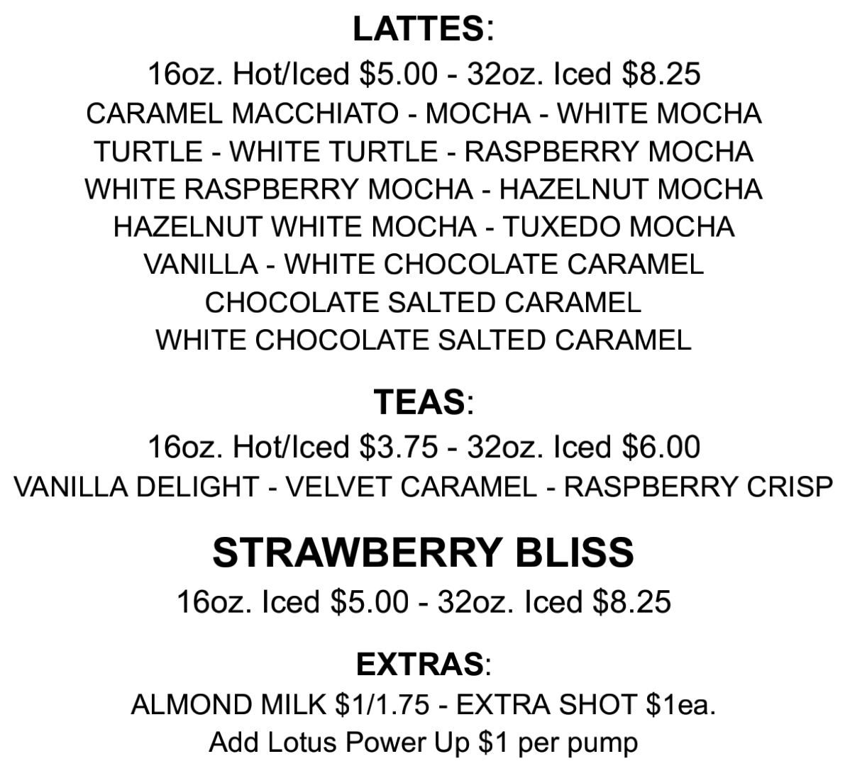 ALPHA Leaf & Bean Menu