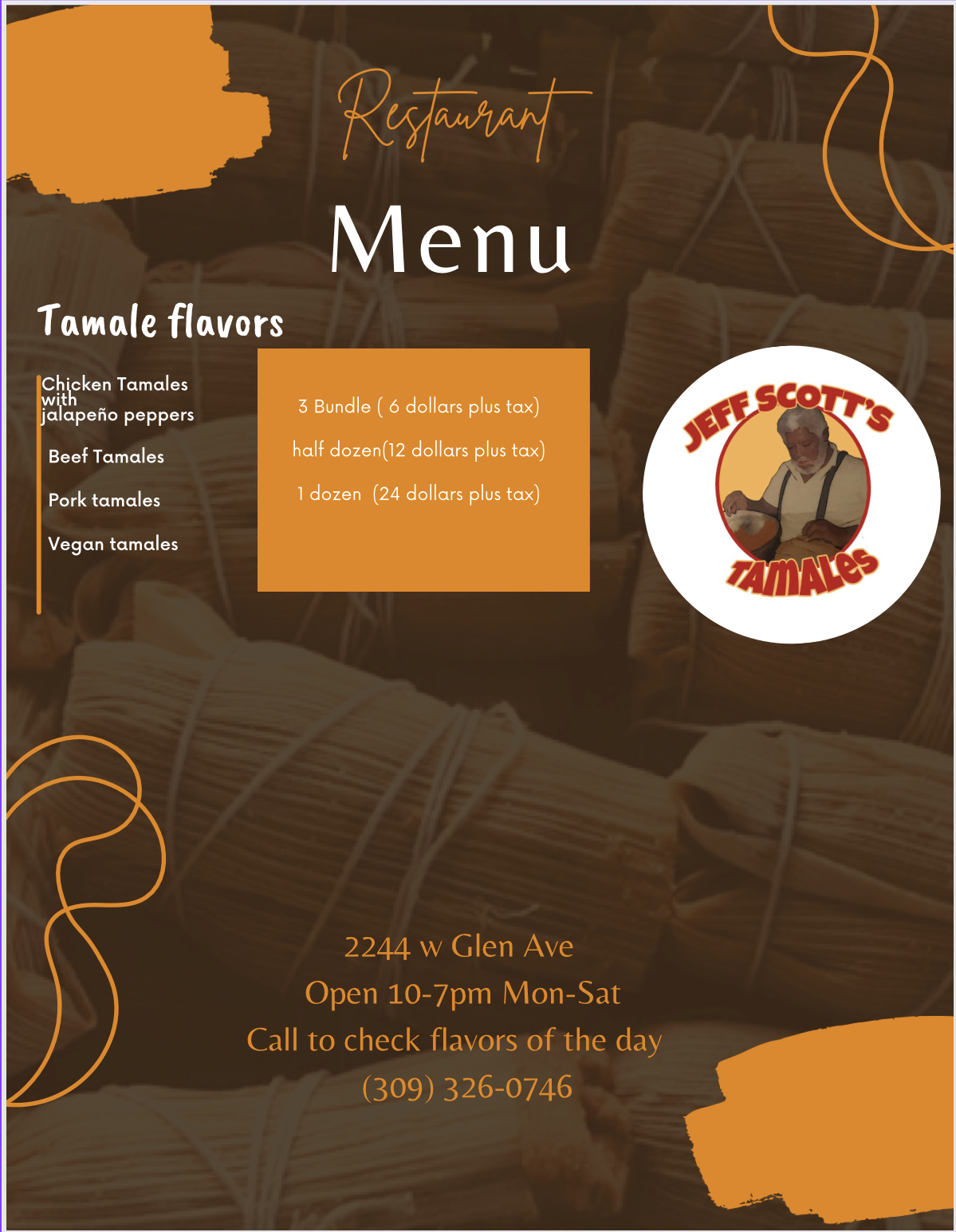 JEFF SCOTT'S TAMALES Menu