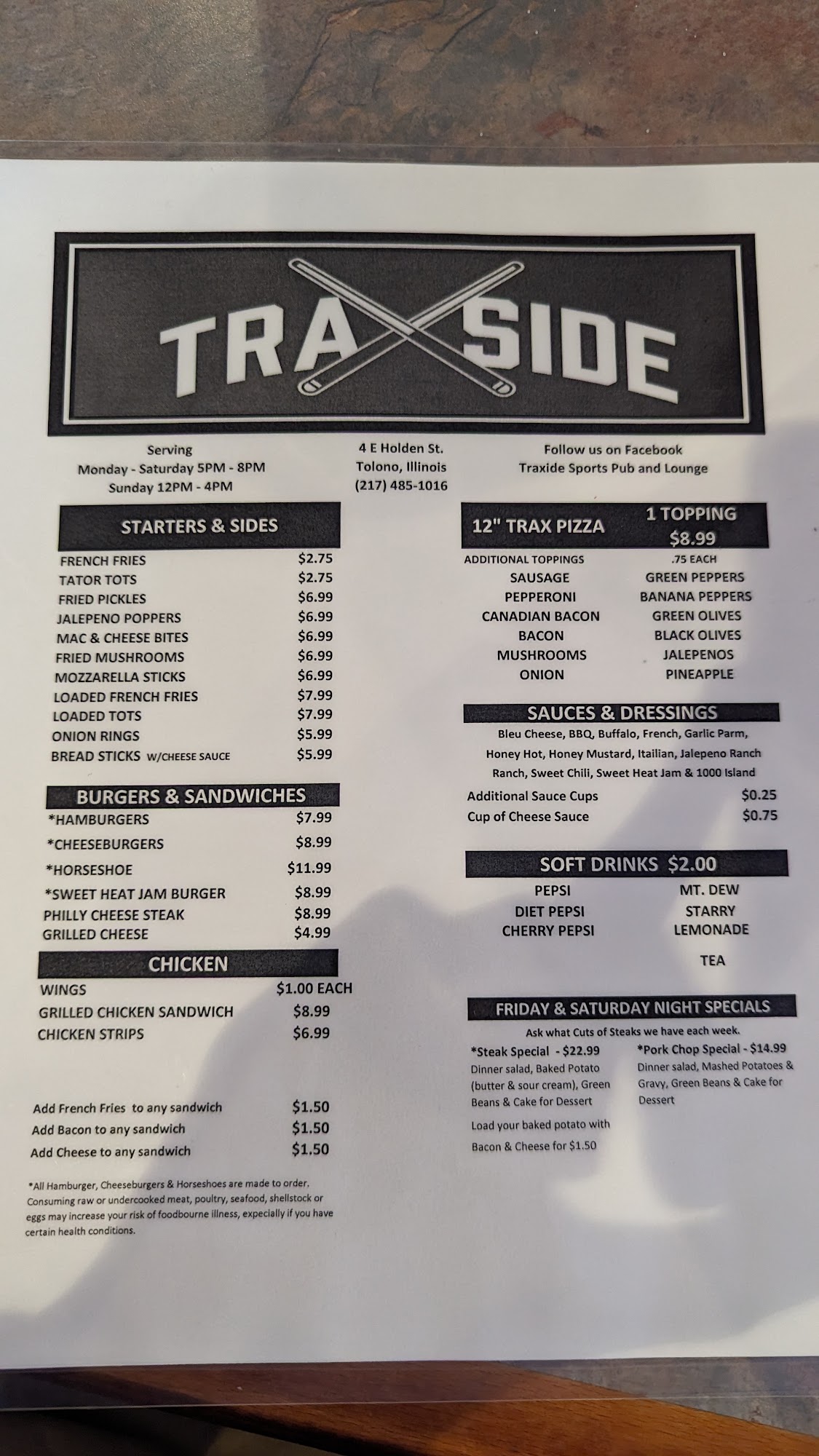 Traxside Menu