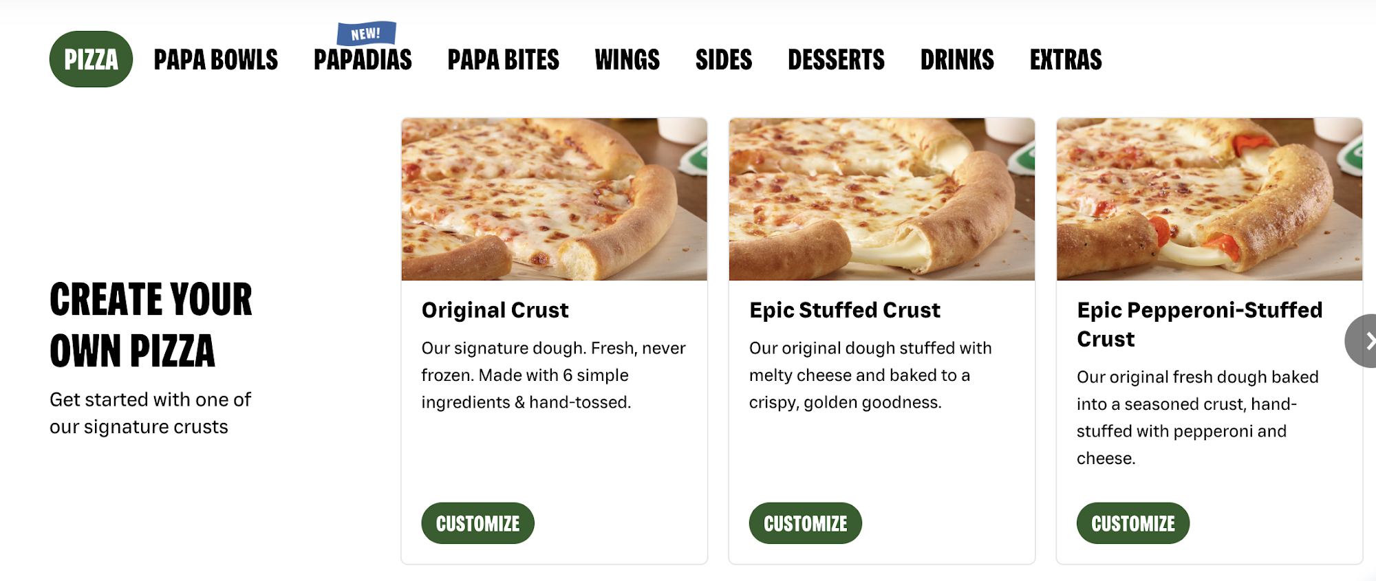 Papa Johns Pizza Menu