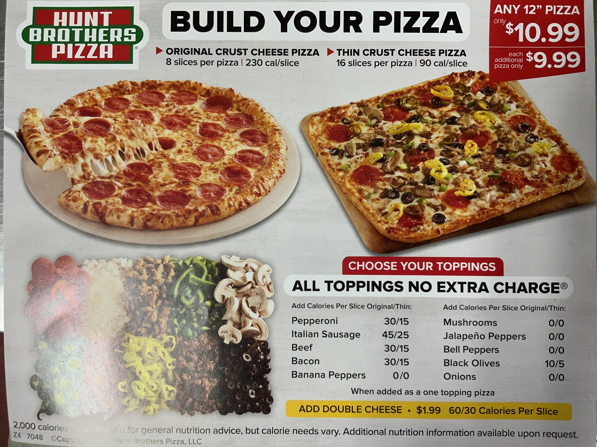 Hunt Brothers Pizza Menu