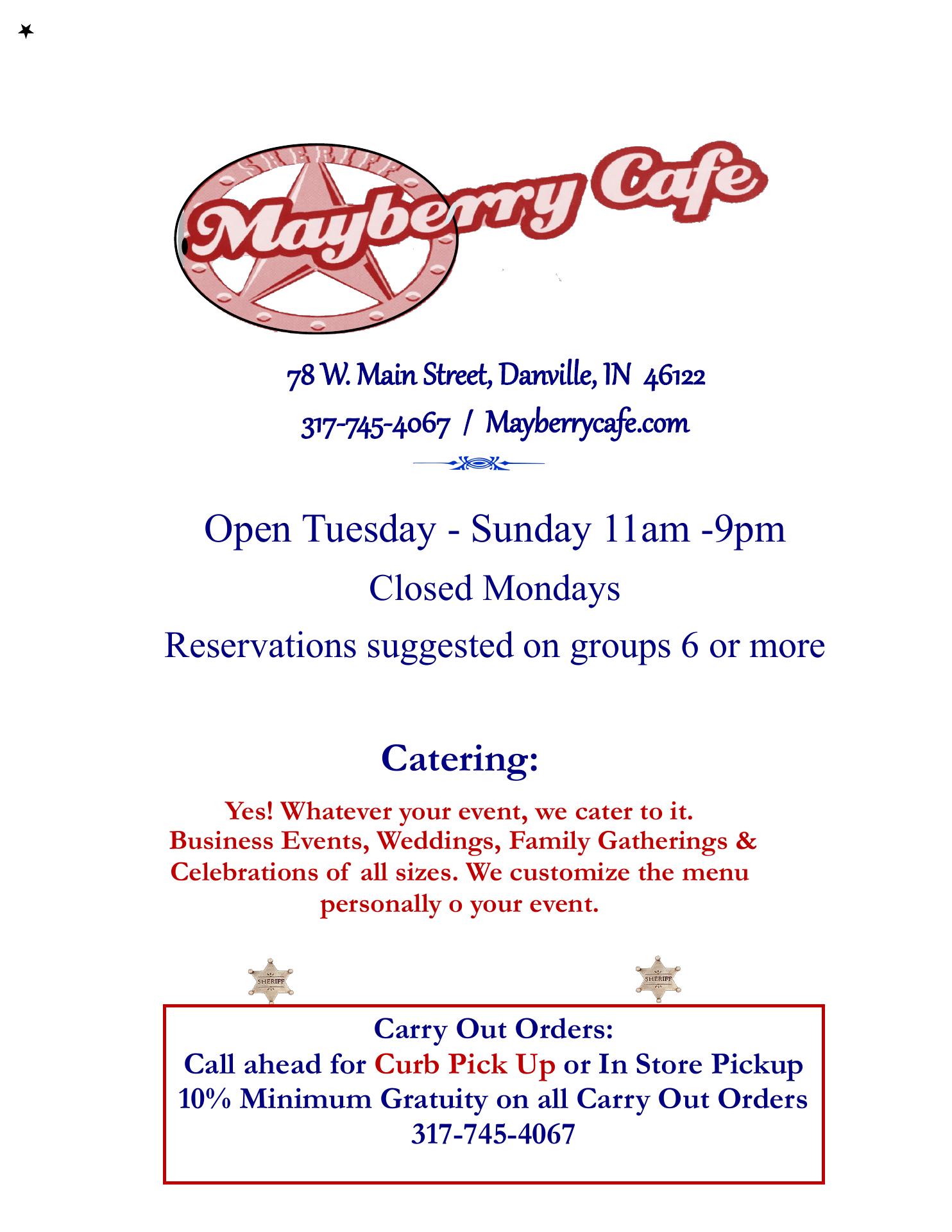 Mayberry Cafe 736 Middleton Run Rd, Elkhart, IN 46516