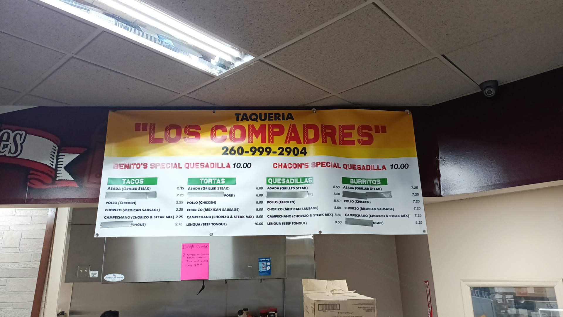 Los compadres Menu