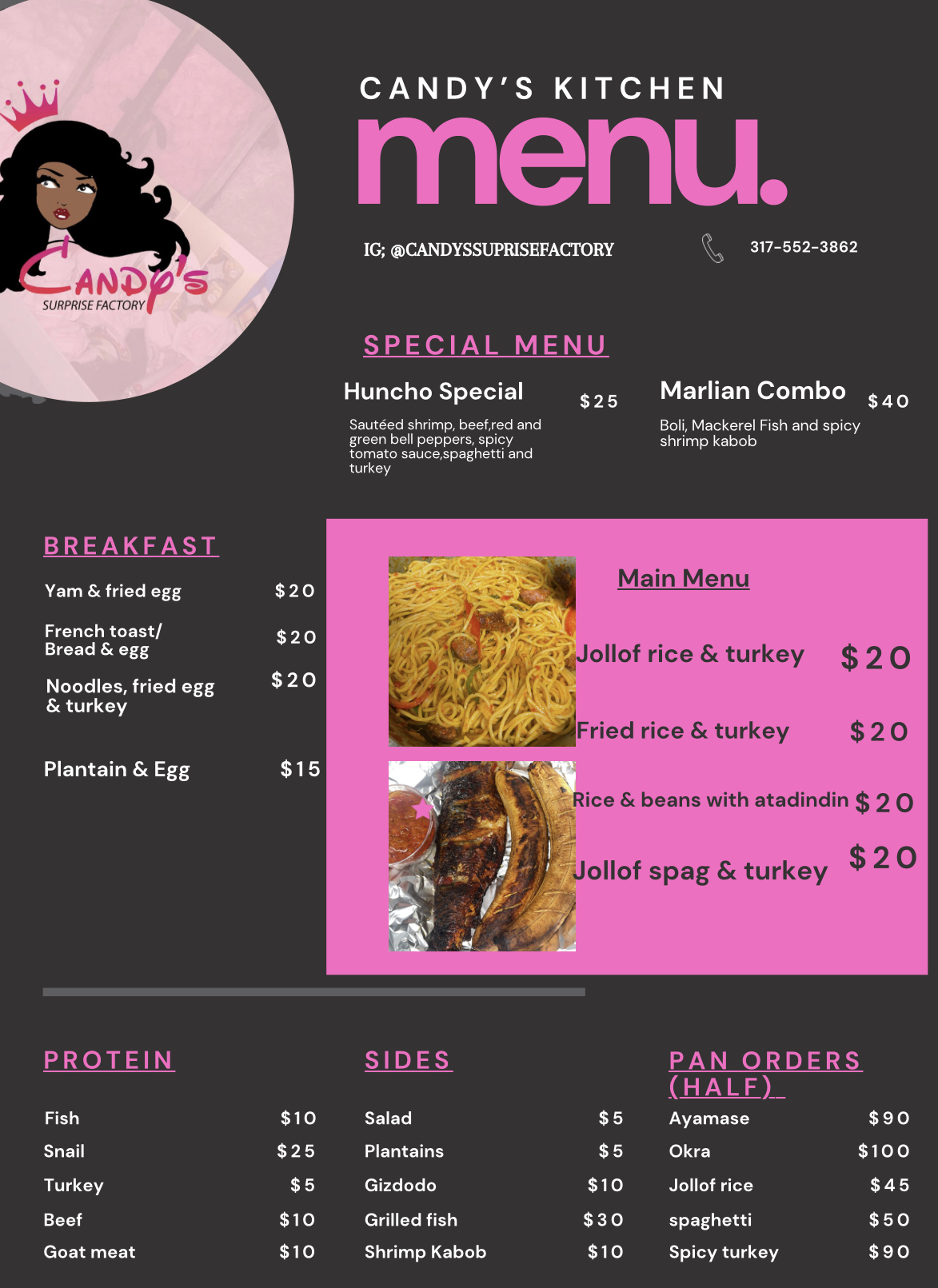Candy's Kitchen Menu