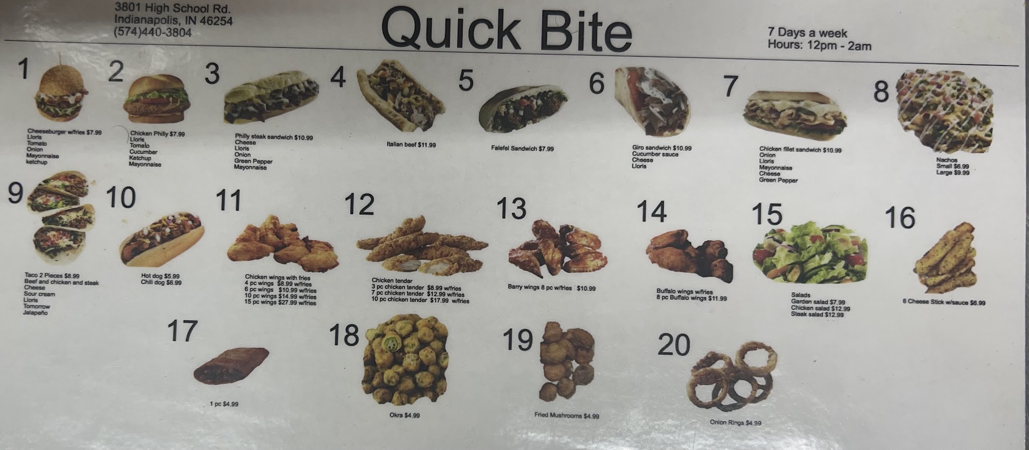 Quick bite Menu