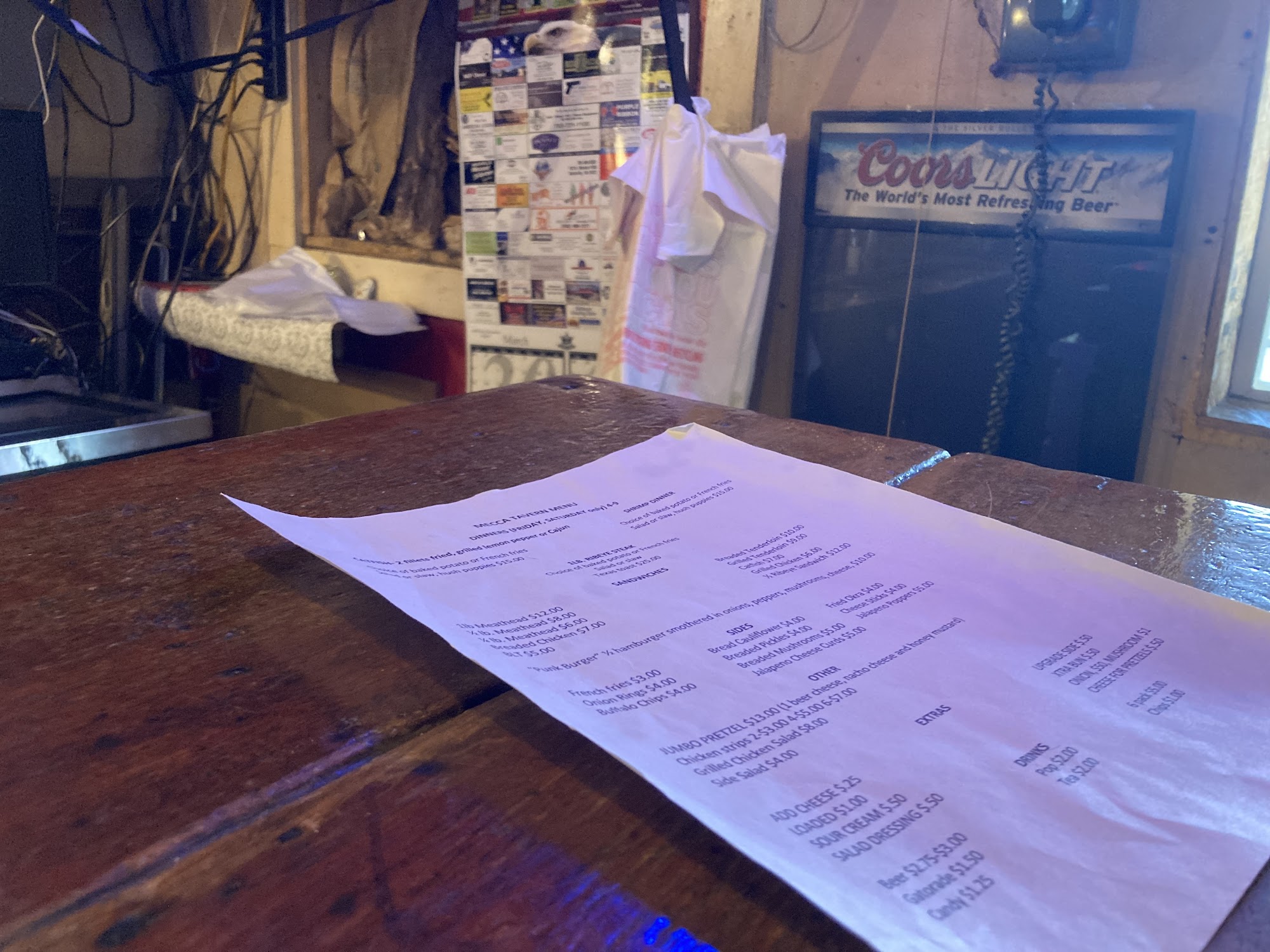 Mecca Tavern Menu