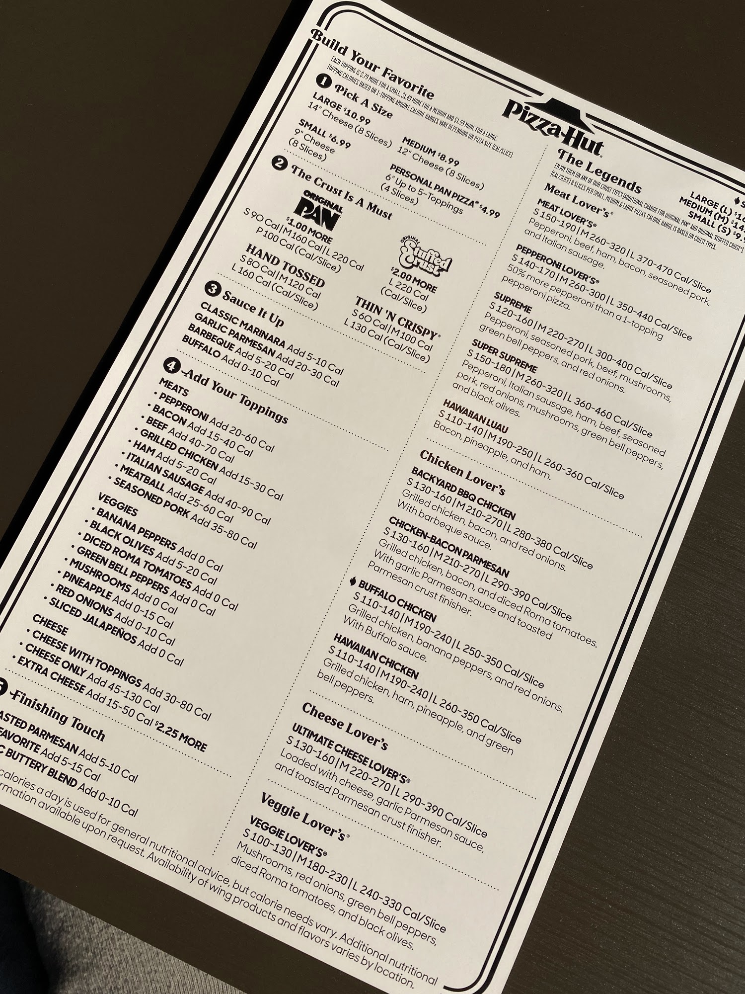 Pizza Hut Menu