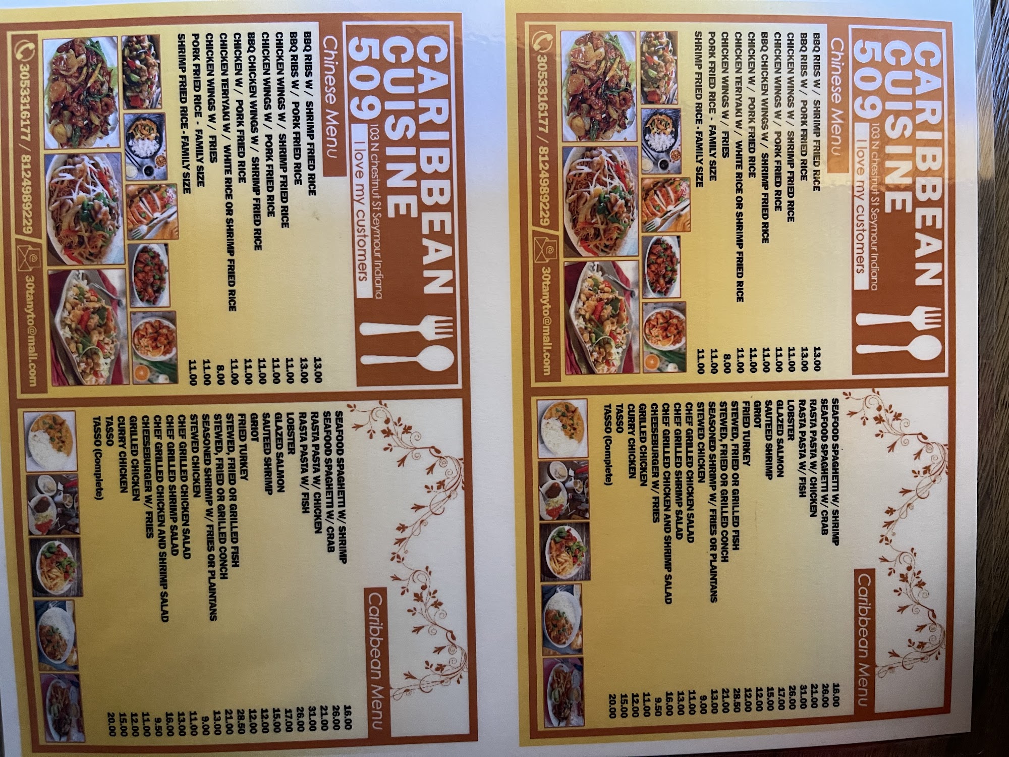 CC BAR&GRIL Menu