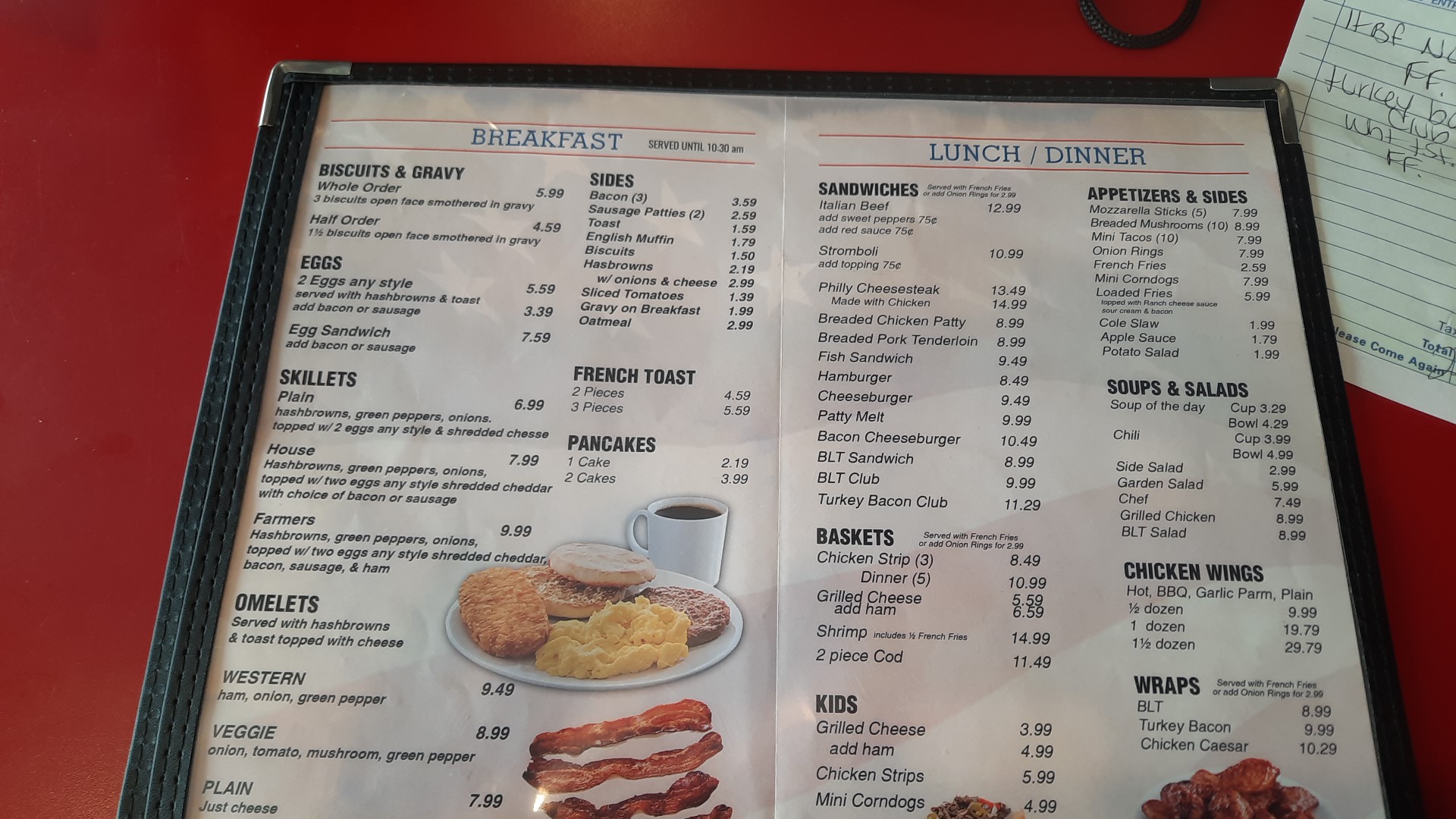 Blue Collar Cafe Menu