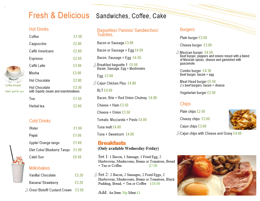 The Gallery Cafe at Saddlesdane Menu