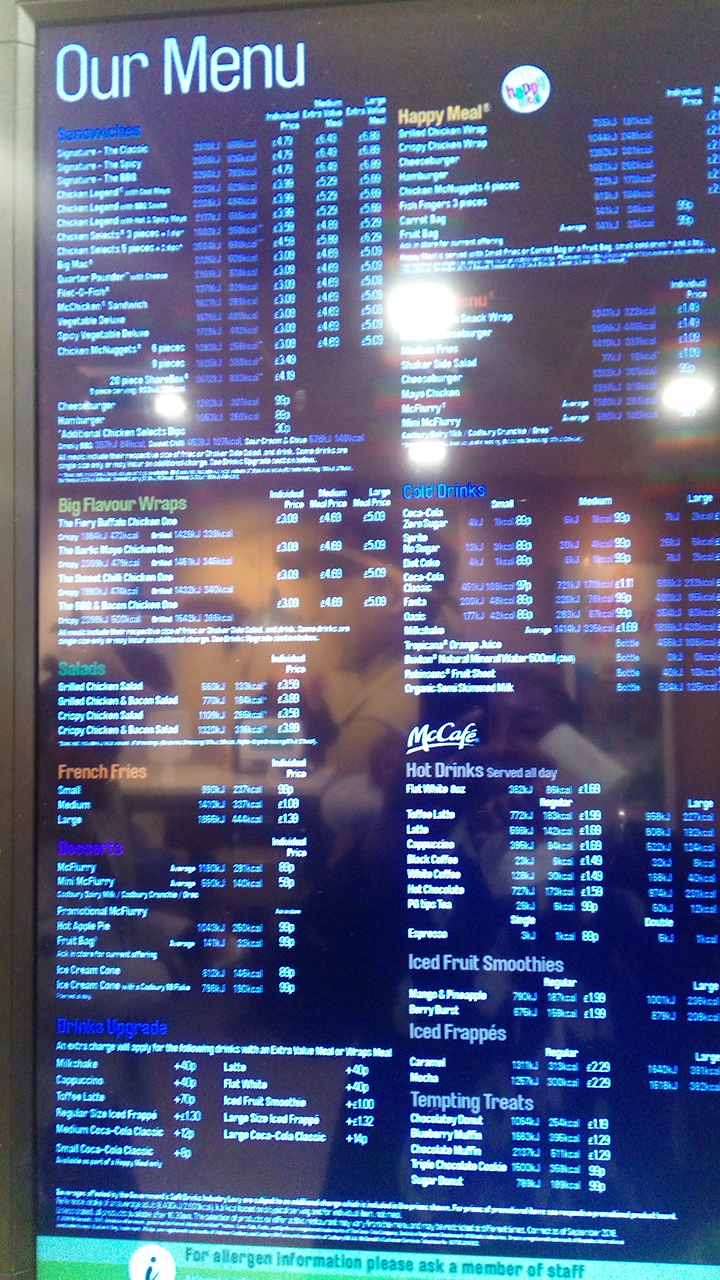 McDonald's Margate Menu