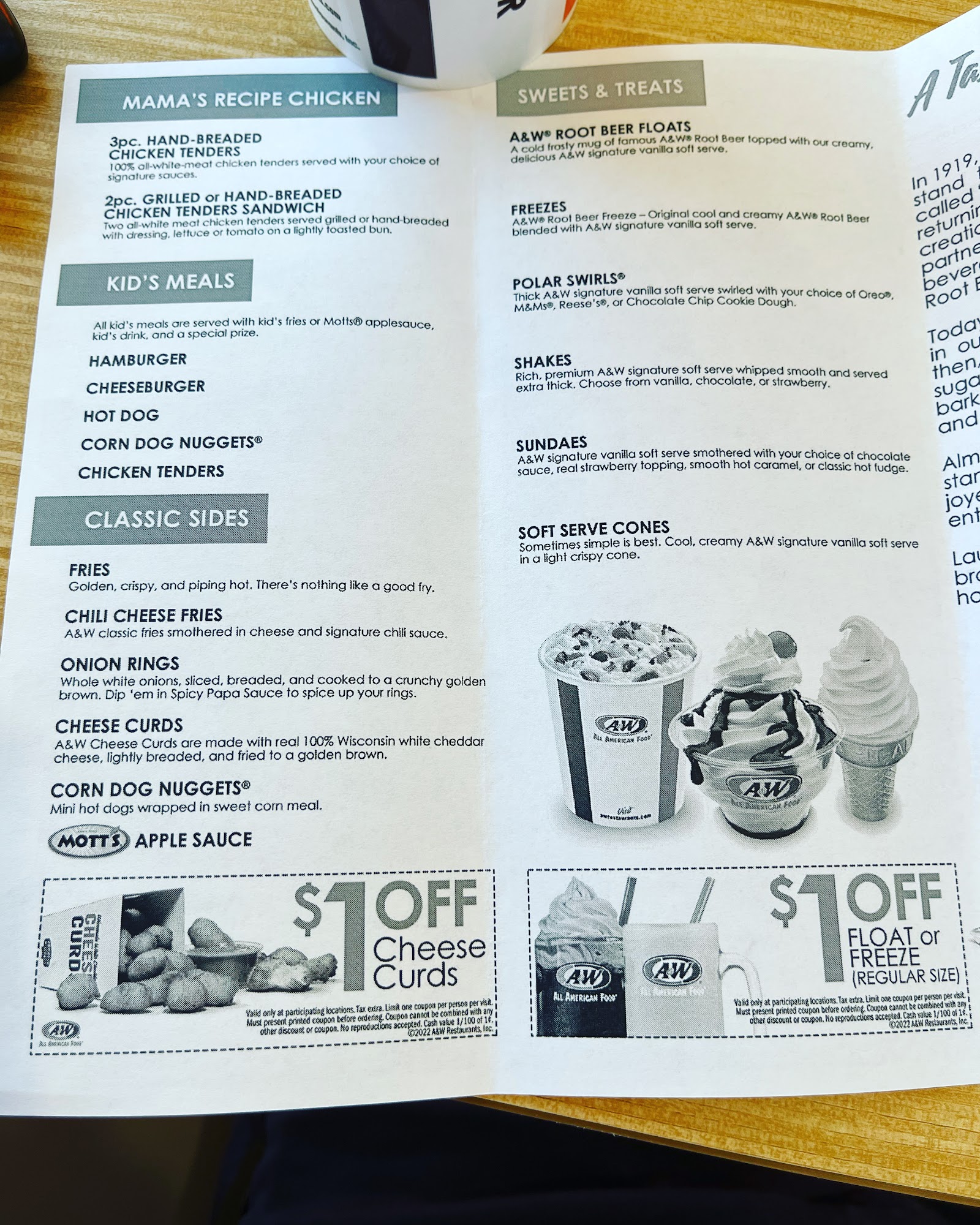 A&W OF Ellis Menu