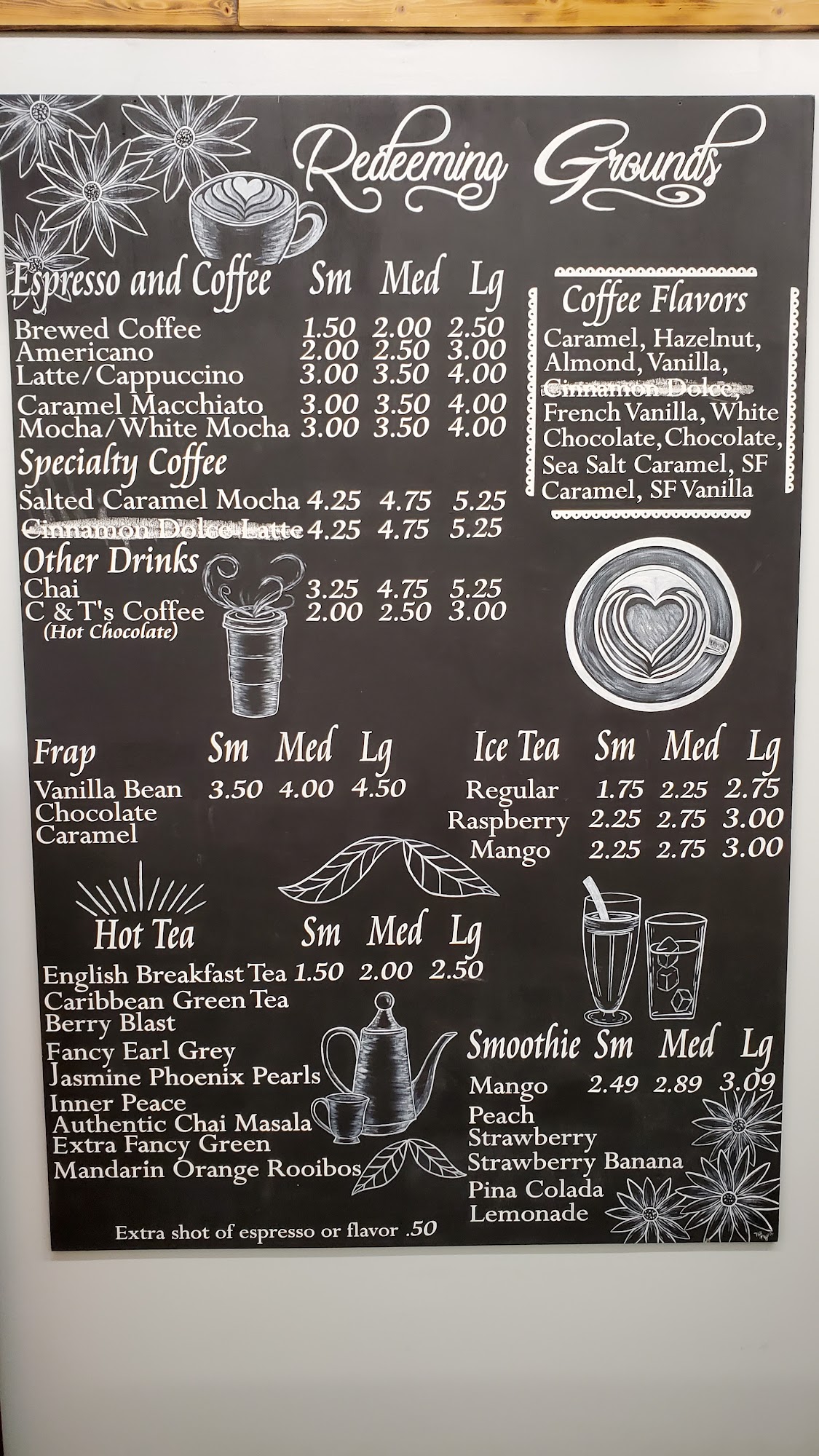 Redeeming Grounds Menu