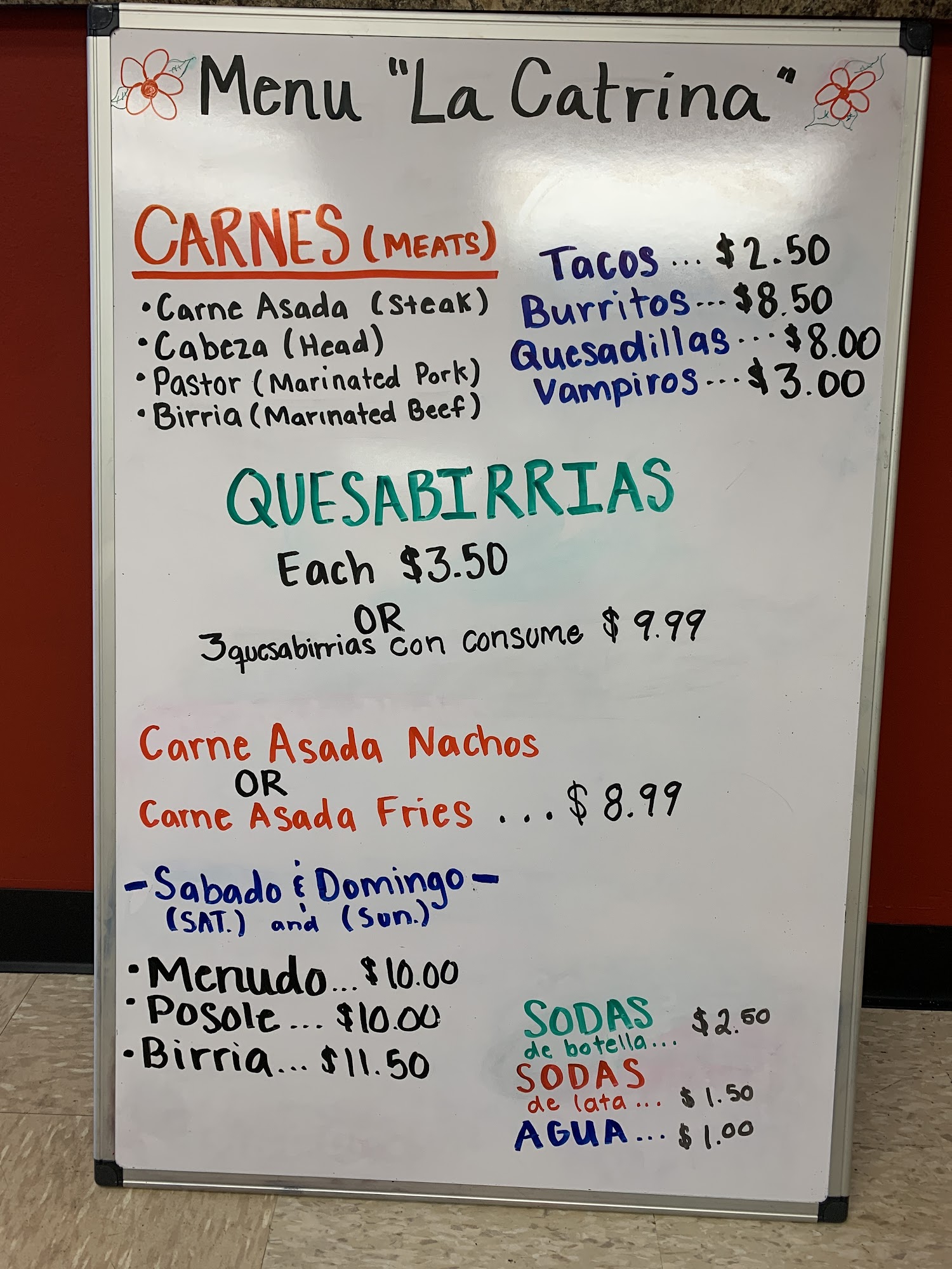 Tacos la Catrina Menu