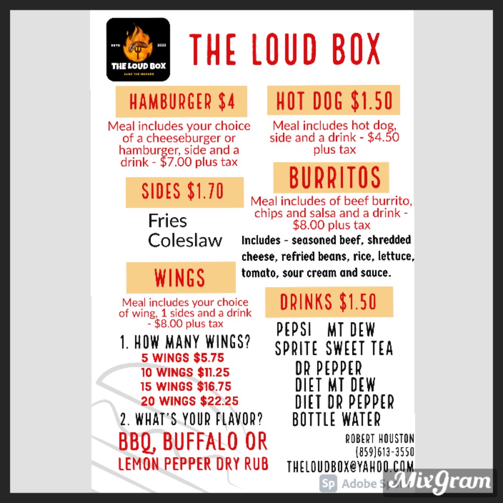 The LOUD Box Menu