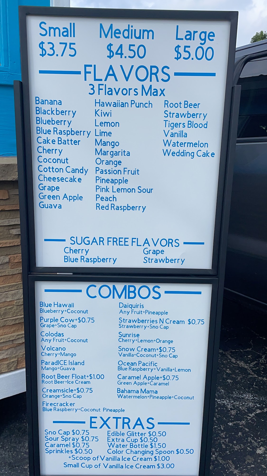 ParadICE LLC Menu