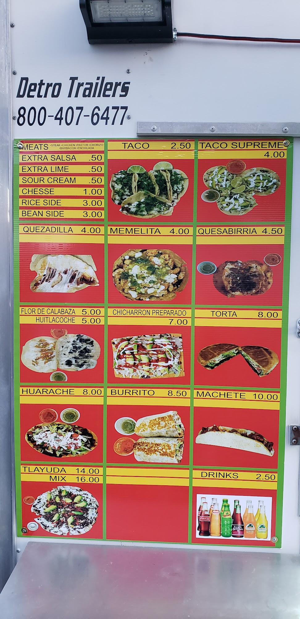 La fiesta tacos Menu
